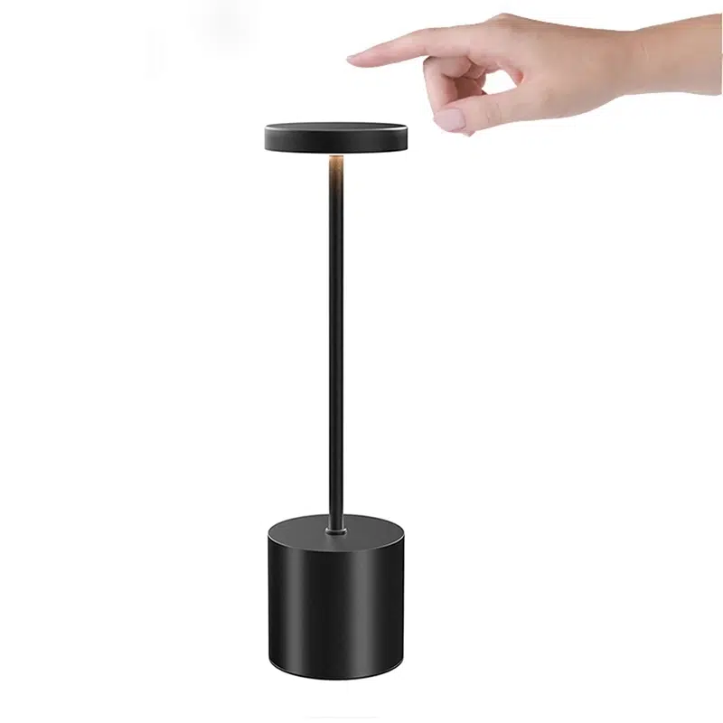 34 CM Cordless Table Lamp Rechargeable Battery Operated Touch Desk Lamp 3 Color Stepless Dimming Up Bedside Lamps Portable Small LED Light Black - Image 1