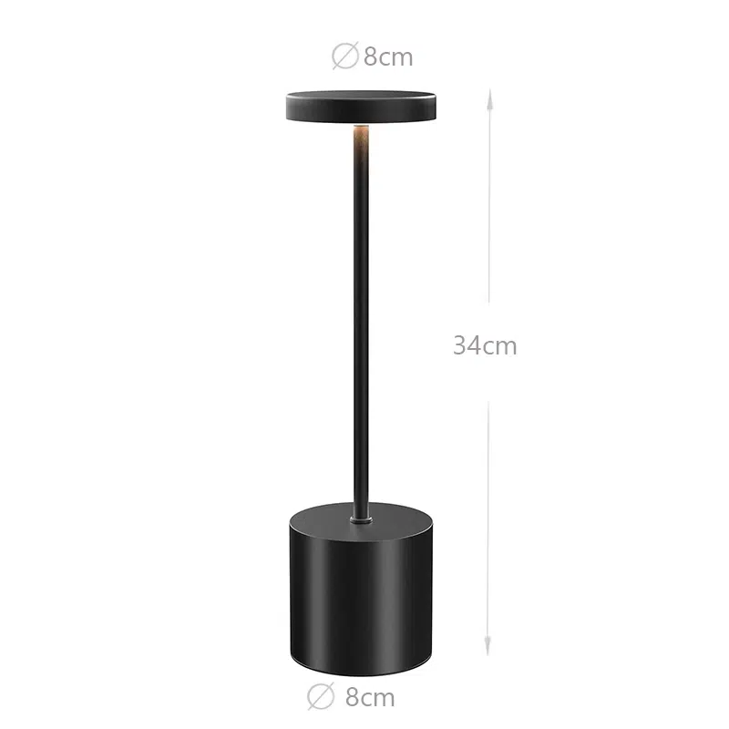 34 CM Cordless Table Lamp Rechargeable Battery Operated Touch Desk Lamp 3 Color Stepless Dimming Up Bedside Lamps Portable Small LED Light Black - Image 3
