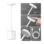 34 CM Cordless Table Lamp Rechargeable Battery Operated Touch Desk Lamp 3 Color Stepless Dimming Up Bedside Lamps Portable Small LED Light White - Image 4