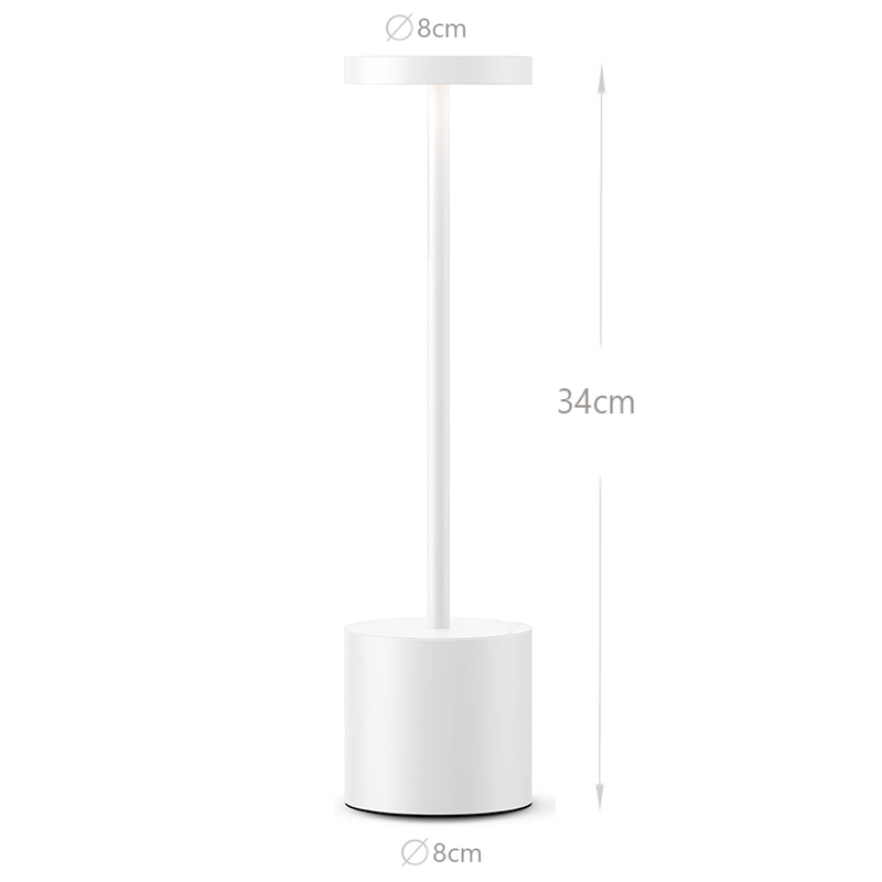 34 CM Cordless Table Lamp Rechargeable Battery Operated Touch Desk Lamp 3 Color Stepless Dimming Up Bedside Lamps Portable Small LED Light White - Image 3