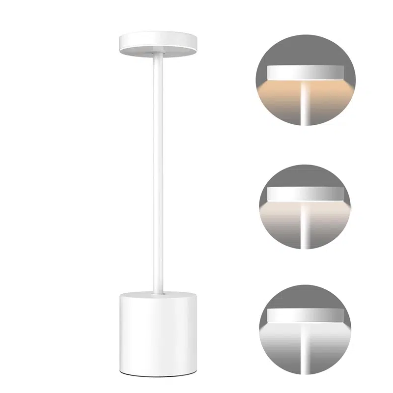 34 CM Cordless Table Lamp Rechargeable Battery Operated Touch Desk Lamp 3 Color Stepless Dimming Up Bedside Lamps Portable Small LED Light White - Image 1