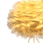 56 CM Feather Table Lamp with Metal Tripod Legs Reading Light Lamp with Hanging Lampshade Table Lamps with Switch for Living Room and Bedroom Gold - Image 2