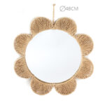 48 CM Handmade Wall Hanging Woven Rattan Mirror Rustic Round Boho Circle Wall Decor Aesthetic Mirrors for Bedroom Living Room Bathroom and Nursery - Image 3