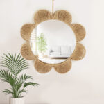 48 CM Handmade Wall Hanging Woven Rattan Mirror Rustic Round Boho Circle Wall Decor Aesthetic Mirrors for Bedroom Living Room Bathroom and Nursery - Image 2