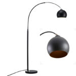 163 CM Metal Arc Floor Lamp with Lampshade and Marble Base Standing Floor Lamps Warm Night Lamps with Switch for Living Room and Bedroom Black