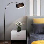 183 CM Metal Arc Floor Lamp with Lampshade and Marble Base Standing Floor Lamps Warm Night Lamps with Switch for Living Room and Bedroom Black - Image 2