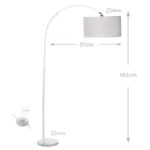 183 CM Metal Arc Floor Lamp with Lampshade and Marble Base Standing Floor Lamps Warm Night Lamps with Switch for Living Room and Bedroom White - Image 3