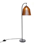 163 CM Metal Arched Floor Lamp with Lampshade and Marble Base Retro Bedside Lampshade Warm Night Lamps with Switch for Bedroom and Living Room Brown
