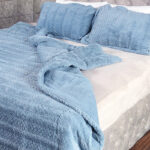 3 Pieces Fluffy Faux Fur Double Winter Comforter Set Plush Soft Warm Bedding Set with Matching Pillowcases Includes Duvet Cover and 2 Pillow Case Blue - Image 2