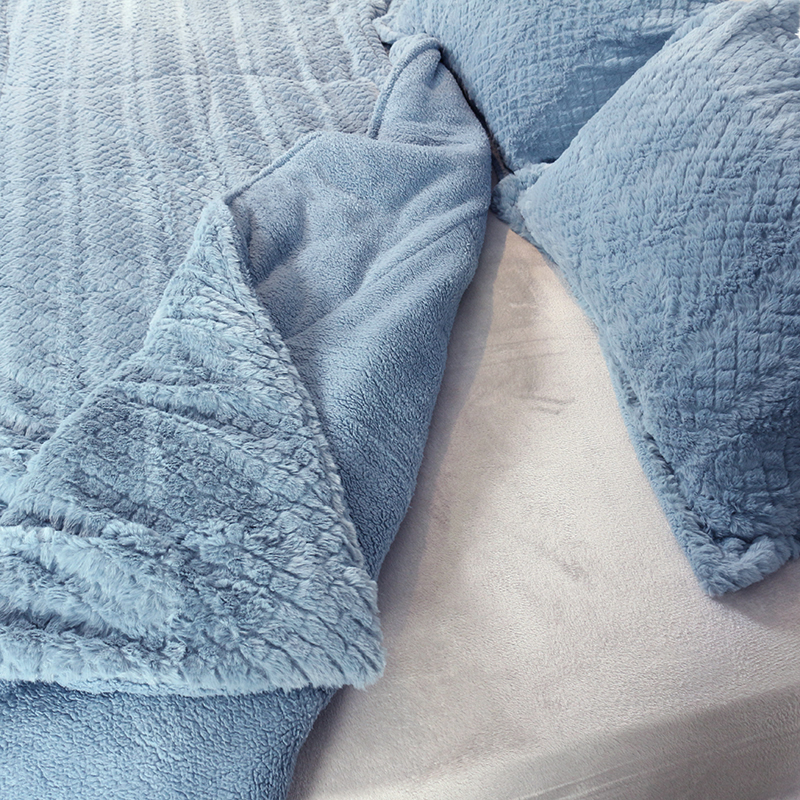 Rabbit-Fur-Double-Winter-Comforter-Set-Ultra-Soft-Warm-Bed-Set-Bedspread-with-Matching-Pillowcases-Includes-Duvet-Cover-and-2-Pillow-Cases-23 3 Pieces Fluffy Faux Fur Double Winter Comforter Set Plush Soft Warm Bedding Set with Matching Pillowcases Includes Duvet Cover and 2 Pillow Case Blue - Image 1