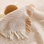 180 CM X 300 CM Reversible 3 Seaters Sofa Cover and Throw Backrest Sofa Waffle Knit Slipcovers with Tassels Versatile Protector for Sofas Beige 1 Piece - Image 2