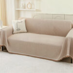 180 CM X 300 CM Reversible 3 Seaters Sofa Cover and Throw Backrest Sofa Waffle Knit Slipcovers with Tassels Versatile Protector for Sofas Beige 1 Piece