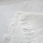 180 CM X 230 CM Reversible 2 Seaters Sofa Cover and Throw Backrest Sofa Waffle Knit Slipcovers with Tassels Versatile Protector for Sofas White 1 Piece - Image 2