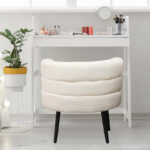 47 CM X 64 CM Vanity Chair Faux Fur with Metal Legs Multipurpose Ergonomic Design Comfortable Seating 1 Piece White - Image 4