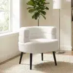47 CM X 64 CM Vanity Chair Faux Fur with Metal Legs Multipurpose Ergonomic Design Comfortable Seating 1 Piece White - Image 2