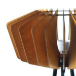 147 CM Wooden Slatted Tall Floor Lamp with Metal Tripod Legs Bamboo Boho Lampshade Warm Night Lamps with Switch for Bedroom and Living Room Brown - Image 2