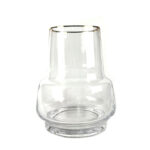 20 CM Decorative Modern Clear Glass Vase with Gold Rim for Living Room Office Porch and Desktop