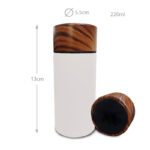 220 ML Stainless Steel Reusable Vacuum Flask with Leakproof Wooden Lid for Hot and Cold Drinks - Image 3