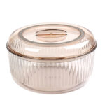 3 L Acrylic Storage Ribbed Bowl with Airtight Lid Round Serving Bowls for Fruit Dessert and Appetizers 1 Piece - Image 2
