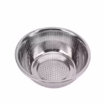 32 CM Stainless Steel Rice Sieve Strainer Basket for Straining Draining and Rinsing Vegetables Fruits and Pasta Silver