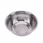 34 CM Stainless Steel Rice Sieve Strainer Basket for Straining Draining and Rinsing Vegetables Fruits and Pasta Silver