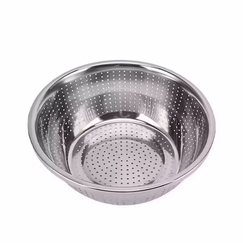 34 CM Stainless Steel Rice Sieve Strainer Basket for Straining Draining and Rinsing Vegetables Fruits and Pasta Silver 34 CM Stainless Steel Rice Sieve Strainer Basket for Straining Draining and Rinsing Vegetables Fruits and Pasta Silver - Image 1