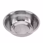 36 CM Stainless Steel Rice Sieve Strainer Basket for Straining Draining and Rinsing Vegetables Fruits and Pasta Silver