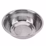 38 CM Stainless Steel Rice Sieve Strainer Basket for Straining Draining and Rinsing Vegetables Fruits and Pasta Silver
