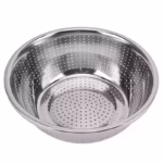 40 CM Stainless Steel Rice Sieve Strainer Basket for Straining Draining and Rinsing Vegetables Fruits and Pasta Silver