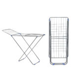 Iron Clothes Drying Rack Free-Standing Rack Large Capacity Winged Drying Rack Foldable and Space-Saving Indoor and Outdoor Use Gray