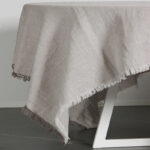 180 CM X 180 CM Cannon Cotton Linen Rectangle TableCloth with Tassels Wrinkle Resistant Cover for Kitchen Dining Use 6-8 Seats 1 Piece Gray