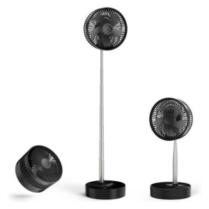 4 in 1 Desktop and Pedestal Fan Rechargeable Portable Fan with 3 Speeds and Adjustable Height for Living Room Bedroom Office and Camping Black