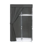 147 CM x 85 CM  Fabric Wardrobe Portable Clothes Storage Organizer with Hanging Rail Freestanding Cupboard for Clothes Bags Toys and Shoes Gray