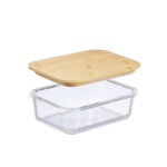 15 CM Glass Kitchen Storage Organizer Container with Wooden Lid for Pantry Cabinets Shelves Drawer and Freezer