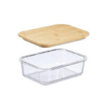 18 CM Glass Kitchen Storage Organizer Container with Wooden Lid for Pantry Cabinets Shelves Drawer and Freezer - Image 2