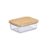 15 CM Glass Kitchen Storage Organizer Container with Wooden Lid for Pantry Cabinets Shelves Drawer and Freezer - Image 2