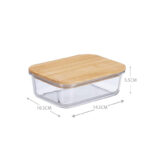 15 CM Glass Kitchen Storage Organizer Container with Wooden Lid for Pantry Cabinets Shelves Drawer and Freezer - Image 3