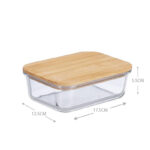 18 CM Glass Kitchen Storage Organizer Container with Wooden Lid for Pantry Cabinets Shelves Drawer and Freezer - Image 3