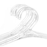 Set of 6 Clear Crystal Plastic Hangers with Non Slip Grooves Heavy Duty and Space Saving Clothes Hangers for Pants Shirts and Jackets - Image 2