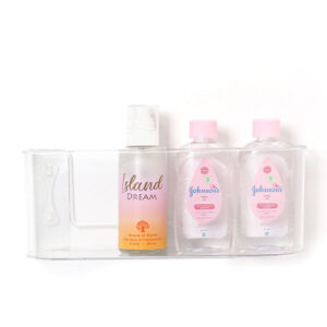 Multipurpose Adjustable Clear Adhesive Storage Basket for Kitchen, Bathroom and Home Organization