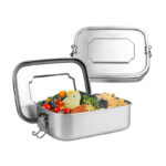 1.4 L Stainless Steel Lunch Box Metal Food Storage Container Portable and Leak-Proof Meal Prep Container Oven and Dishware Safe Silver