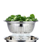 34 CM Stainless Steel Rice Sieve Strainer Basket for Straining Draining and Rinsing Vegetables Fruits and Pasta Silver - Image 2