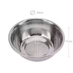 34 CM Stainless Steel Rice Sieve Strainer Basket for Straining Draining and Rinsing Vegetables Fruits and Pasta Silver - Image 3