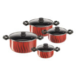 Tefal Tempo Flame 8pcs Set Stewpots + Glass Lids