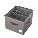 12 Pairs Dustproof Foldable Shoe and Slipper Storage Box with Adjustable Dividers and Zippered Clear Cover Space Saving Organizer for Closet Gray