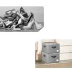 12 Pairs Dustproof Foldable Shoe and Slipper Storage Box with Adjustable Dividers and Zippered Clear Cover Space Saving Organizer for Closet Gray - Image 4
