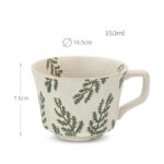 350 ML Vintage Ceramic Coffee Cup Handmade Stoneware Mug Big and Stackable Flower And Grass Ceramic Mug 1 Piece Green - Image 3