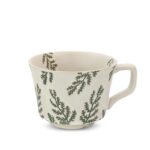 350 ML Vintage Ceramic Coffee Cup Handmade Stoneware Mug Big and Stackable Flower And Grass Ceramic Mug 1 Piece Green