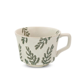 350 ML Vintage Ceramic Coffee Cup Handmade Stoneware Mug Big and Stackable Flower And Grass Ceramic Mug 1 Piece Green