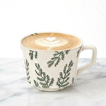 350 ML Vintage Ceramic Coffee Cup Handmade Stoneware Mug Big and Stackable Flower And Grass Ceramic Mug 1 Piece Green - Image 2